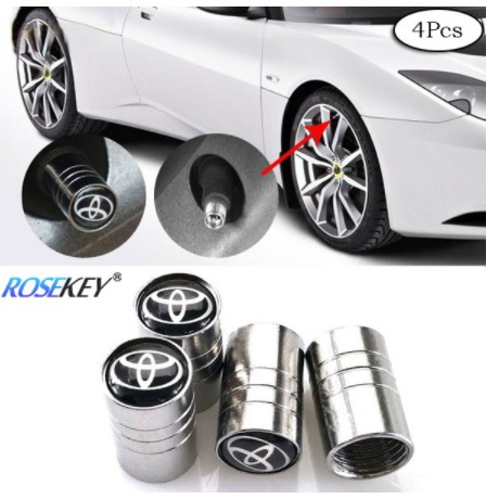 Nắp van logo Toyota mâm lốp bánh xe hơi ô tô chụp vòi hợp kim loại bảo vệ cho Vios Innova Fortuner Camry Corolla Altis