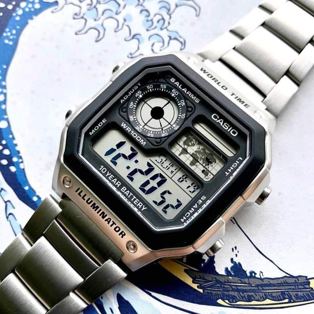 Đồng hồ nam casio AE 1200-WHD classic full box điện tử máy Nhật chống nước siêu đẹp