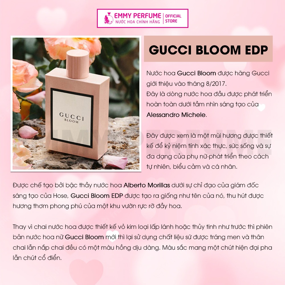 Nước hoa nữ thơm lâu chính hãng Gucci Bloom Eau de Parfum - Một giấc mộng của mùa xuân EmmyPer
