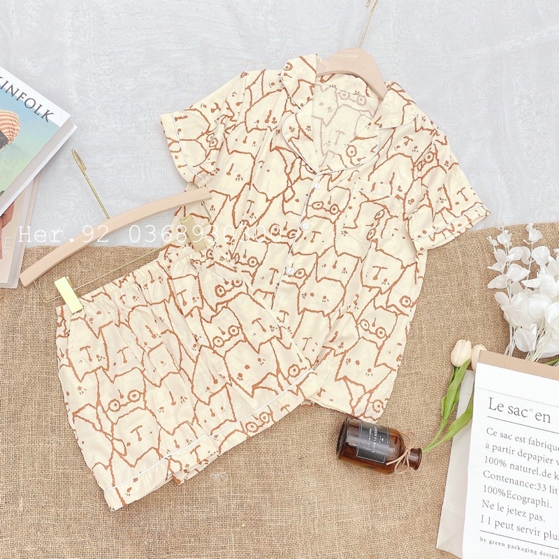 Đồ ngủ pijama hoạ tiết dễ thương mặc nhà siêu mát