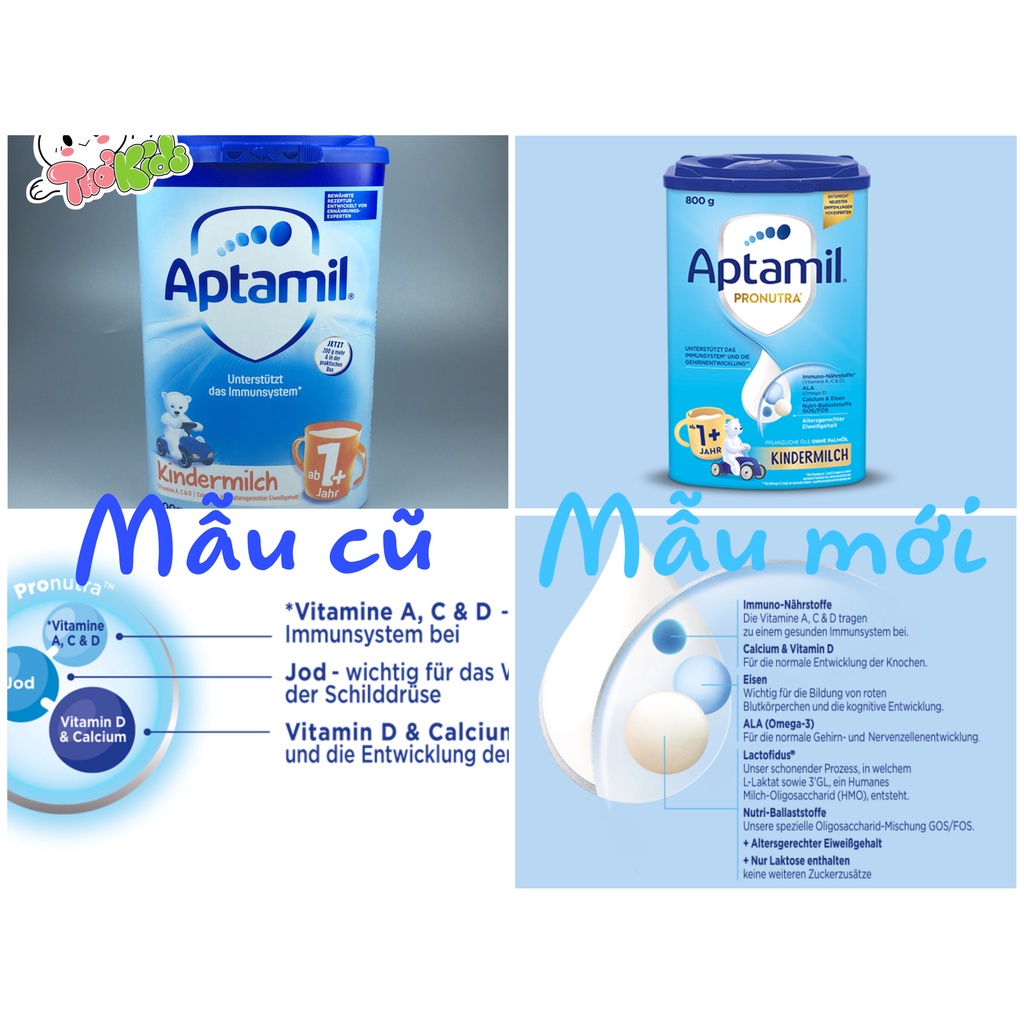 Sữa Aptamil Kindermilch 1+ và 2+ , Loại 800g - Aptamil Đức Hàng Nội Địa