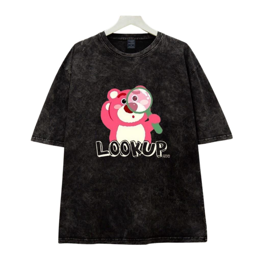 Áo thun Wash in hình thương hiêu AZILA232 Tay lỡ From rộng chất liệu cotton 260Gsm