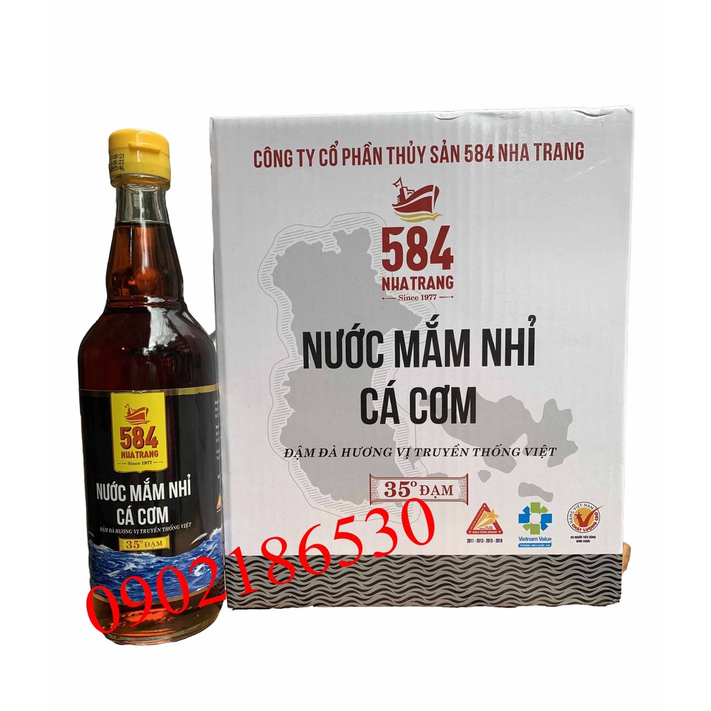 1 chai nước mắm 584 Nha Trang 35 độ đạm chai thủy tinh 510ml (mẫu mã mới)