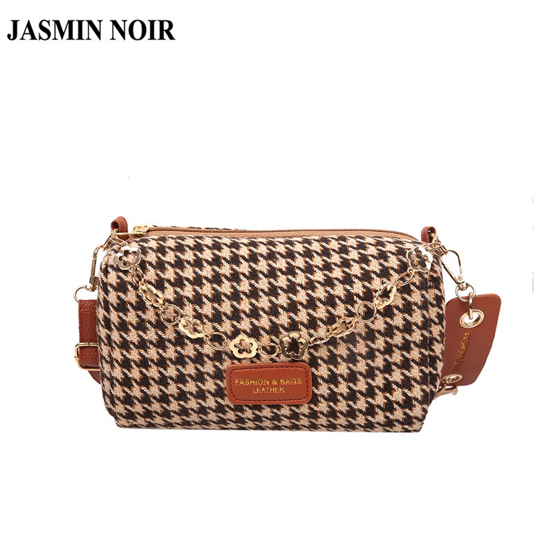 Túi đeo chéo hình vuông JASMIN NOIR kích thước nhỏ có phối dây thời trang cho nữ