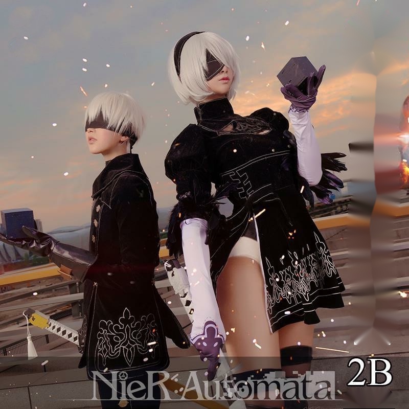Bộ đồ hóa trang nhân vật trò chơi NieR Automata 2b chiến đấu cực ngầu phong cách lolita cho nữ