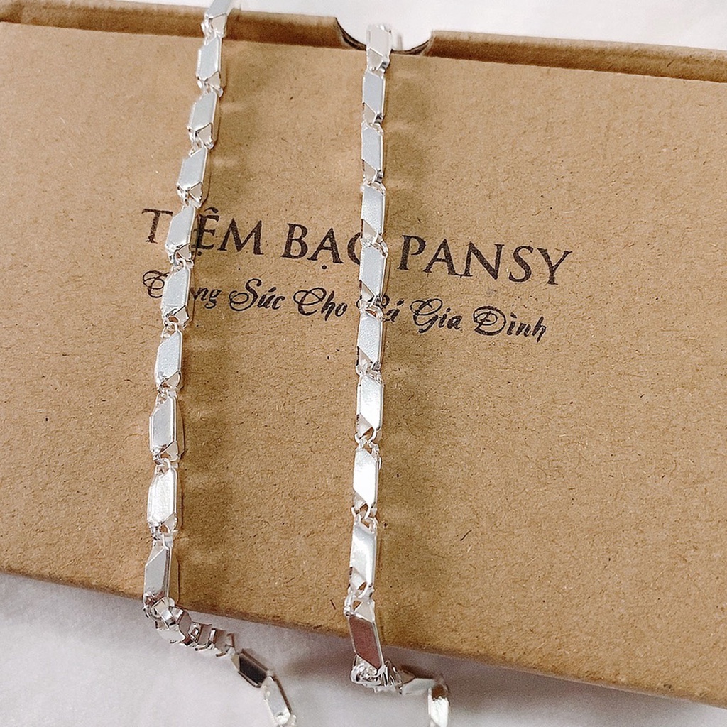 Dây chuyền bạc cho bé chuỗi hạt gạo rỗng PANSY - Vòng cổ bạc ta người lớn trẻ em đều đeo được