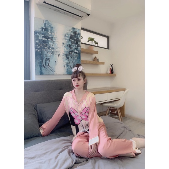 Bộ lụa satin dài tay hình hot nhất