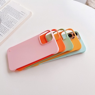 Ốp điện thoại không khung PC cứng mỏng cho iPhone 15 14 13 12 Mini 11 12 13 14 Pro Max XR X 8 7 Plus Ốp lưng mờ màu kẹo T03