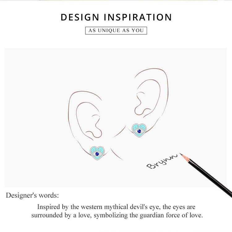 Bông tai Bamoer SCE1134 bằng bạc 925 trang trí họa tiết mắt quỷ làm quà tặng cho nữ