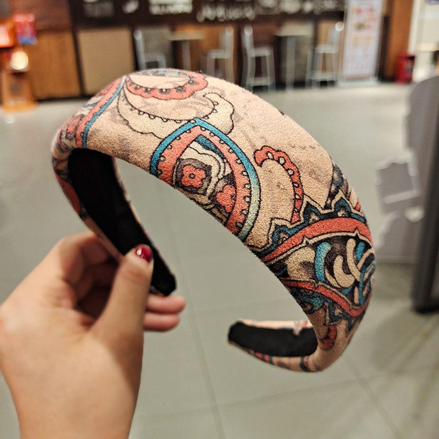 Korean Velvet Plaid Printing Headband Wide-brimmed Fashion Retro Hairband Woman Hair Accessories