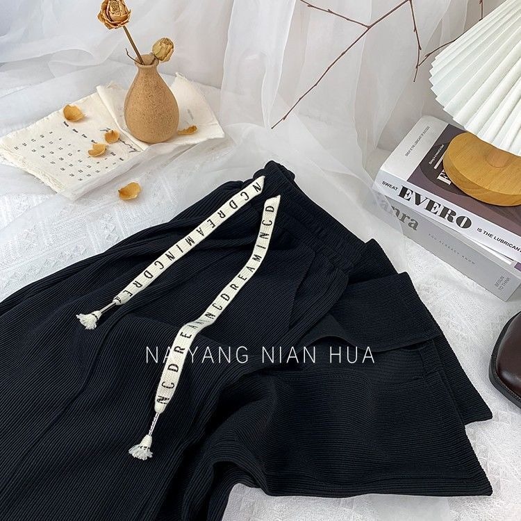 Quần Dài Lưng Cao Ống Rộng Xẻ Tà Màu Sắc Trơn Thời Trang Cho Nữ