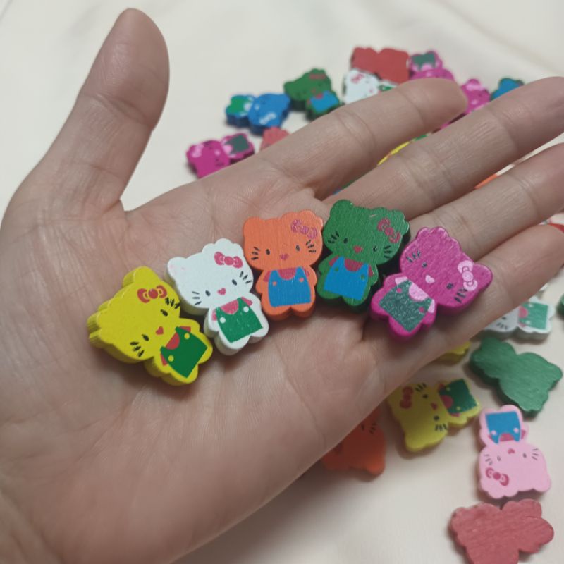 Set 5 mèo gỗ kitty dùng trang trí làm handmade