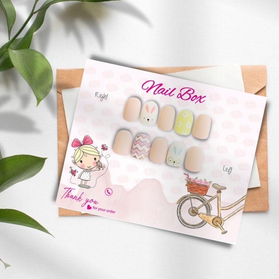 Combo 50 bìa Nail box giấy gắn móng tay giả giá rẻ, Giấy dày cán màng chống thấm nước - in 2 mặt