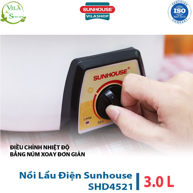 Nồi Lẩu Điện Sunhouse SHD4521, Nồi Lẩu Chống Dính Sử Dụng Đa Chức Năng