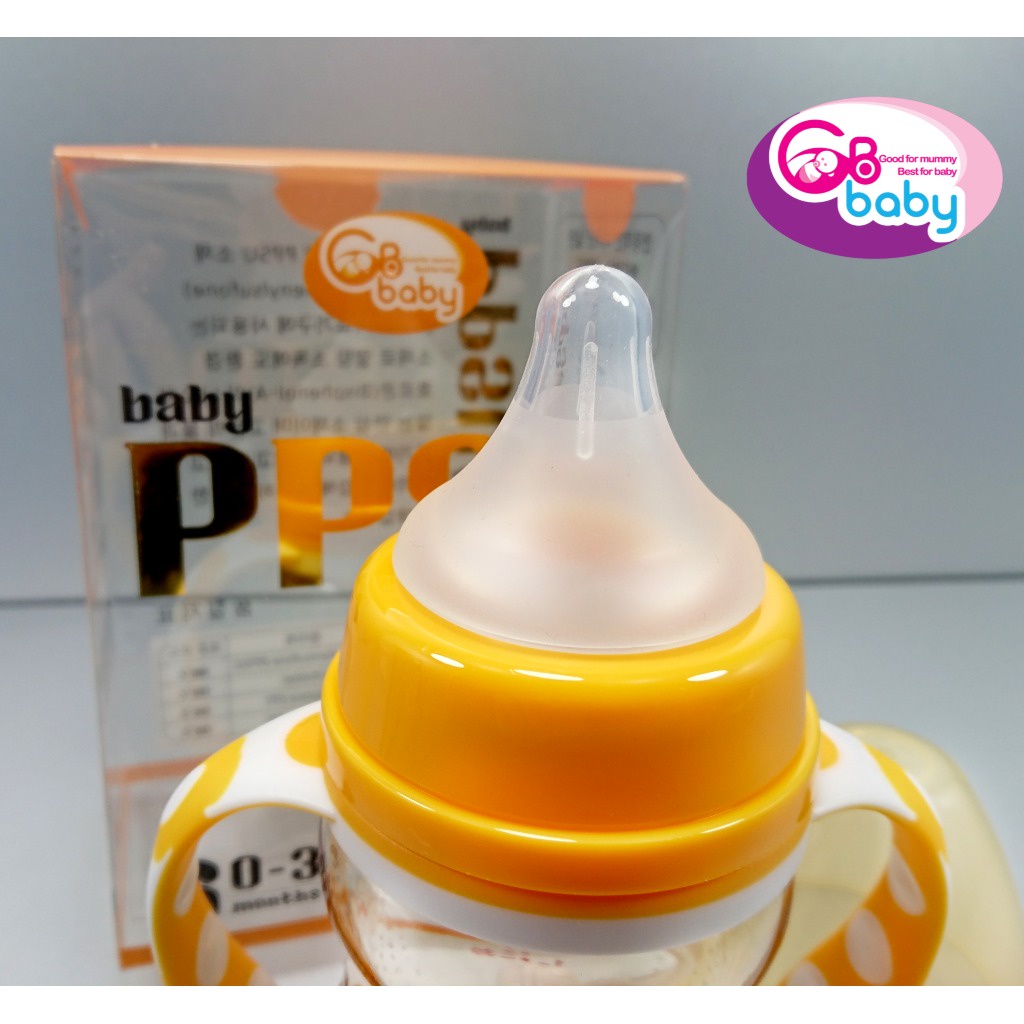 Bình sữa PPSU Gb-Baby Chính hãng tay cầm 240ml cổ rộng Tặng 1 núm và bộ quả lọc cho bé