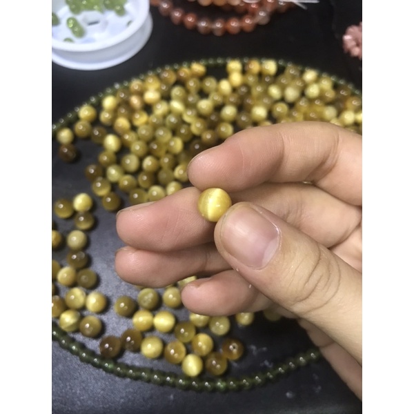 Hạt lẻ đá thanh tẩy Yellow Ti.ger eye làm HandMade ,DIY