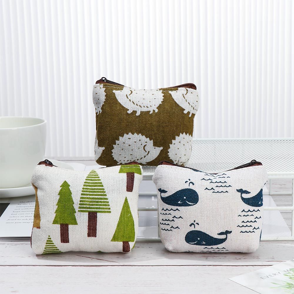 Ví Vải Canvas Khóa Kéo Họa Tiết Hoạt Hình Động Vật Hoa Để Đựng Mỹ Phẩm/ Đồ Dùng Khi Đi Du Lịch