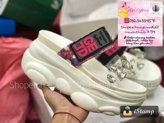 Dép gấu đính đá đế bự 9cm ORDER ( kèm video + ảnh thật )