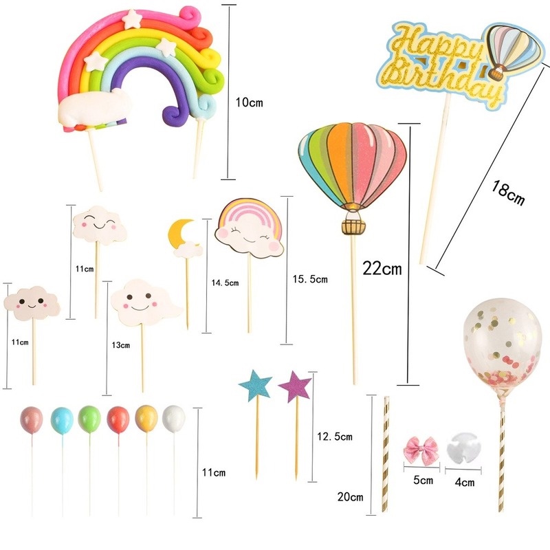1 Bộ Phụ Kiện Trang Trí Bánh Kem Hình Đám Mây Và Khinh Khí Cầu