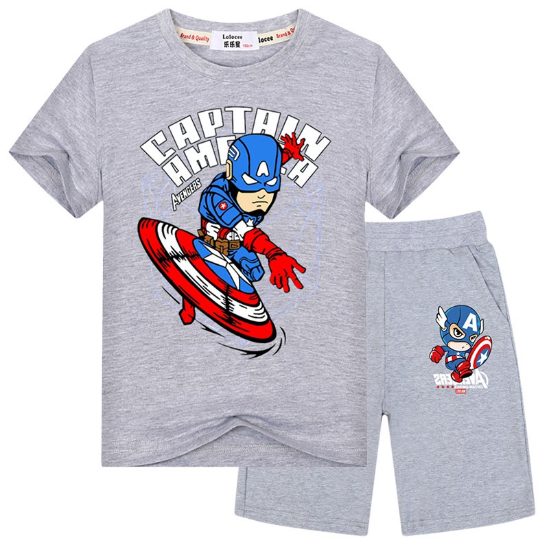 MARVEL Bộ Áo Thun In Hình Captain America + Quần Short Cho Bé