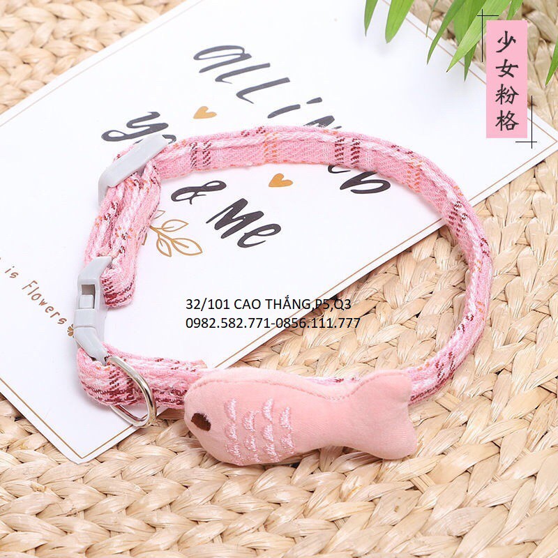Vòng cổ thêu họa tiết hình chú cá xinh xắn cho thú cưng