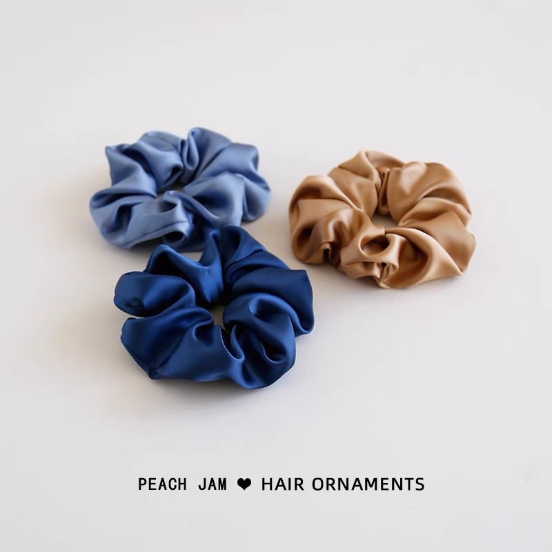 Dây buộc tóc lụa scunchies mẫu trơn màu pastel / Cột tóc scrunchies vải satin phi bóng sang chảnh - Phụ kiện Moori