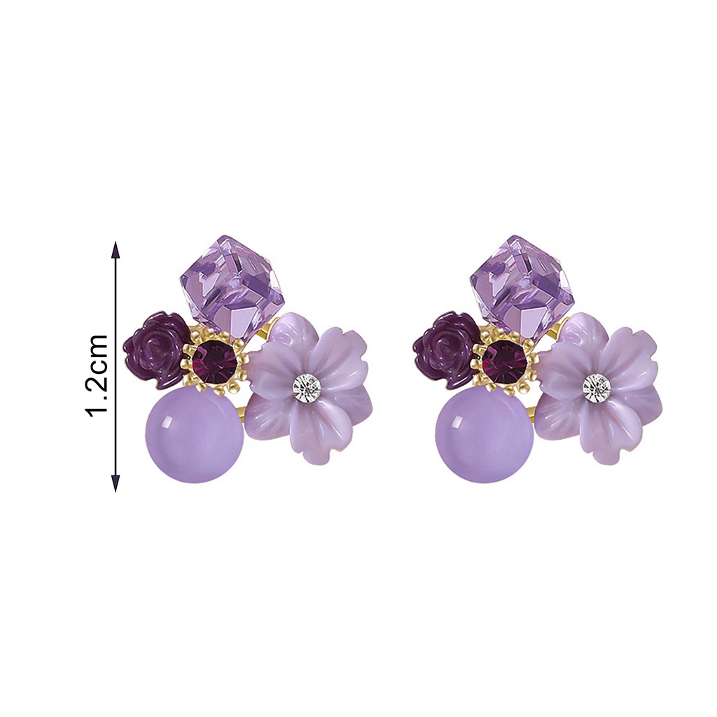 Đôi khuyên tai hình hoa đính đá thời trang cho nữ