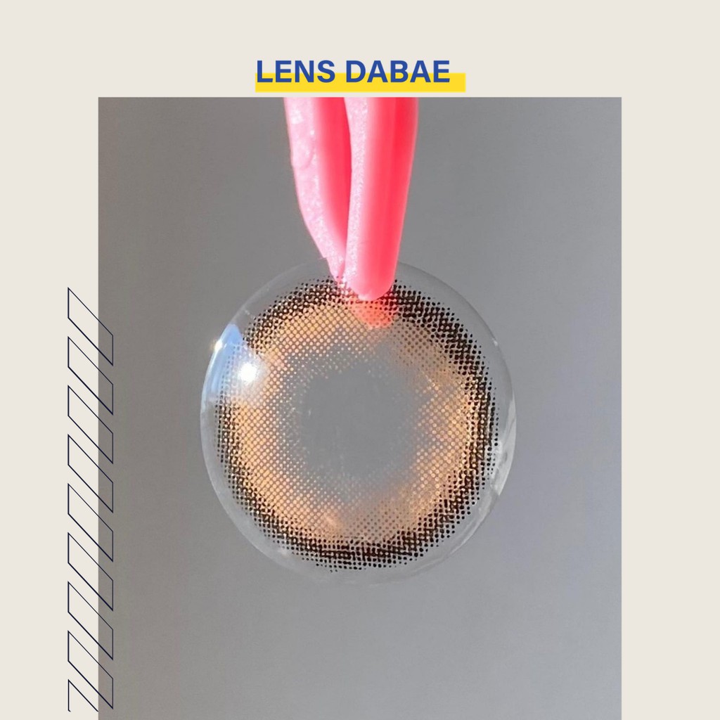 lens mắt cận nâu tự nhiên giãn nhẹ có viền nâu đào kính áp tròng Hàn Quốc  ONLY U DABAE gdia 13.4mm