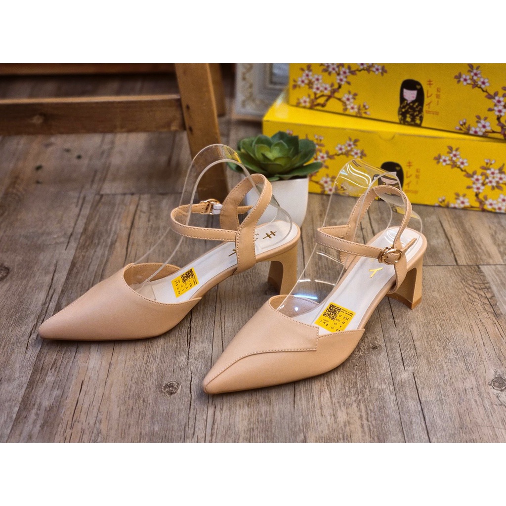 Sandal Nhật cao gót - Kirei office mũi nhọn 6P BL