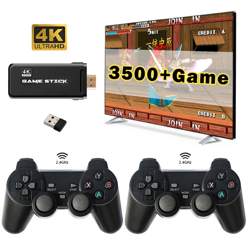 🔥Tặng Tông Đơ🔥Máy Chơi Điện Tử 4 Nút [Game stick 4K] HDMI Không Dây Hơn 3500 Trò Chơi, Máy Chơi Game Cổ Điển ATARI / PS1