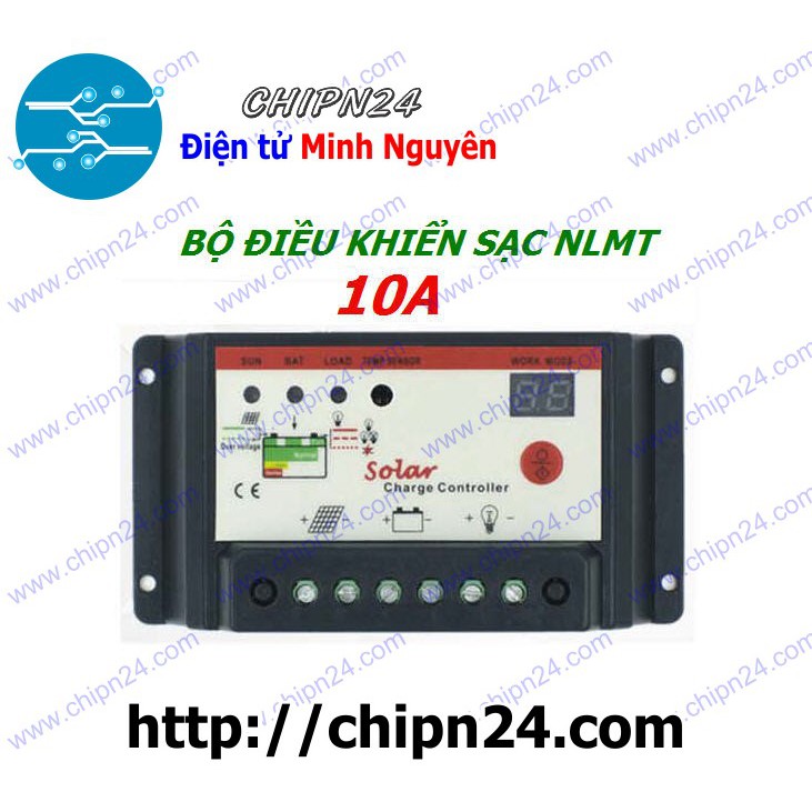 [1 CÁI] Bộ điều khiển Sạc NLMT 12V 24V 10A (Tấm pin Năng Lượng Mặt Trời, Solar Power, Solar Panel)