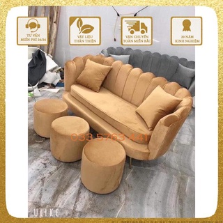 Ghế sofa sen cao cấp - chọn bộ ghế sofa phòng khách kích thước ghế dài 1m6 kèm 2 đôn và 2 gối