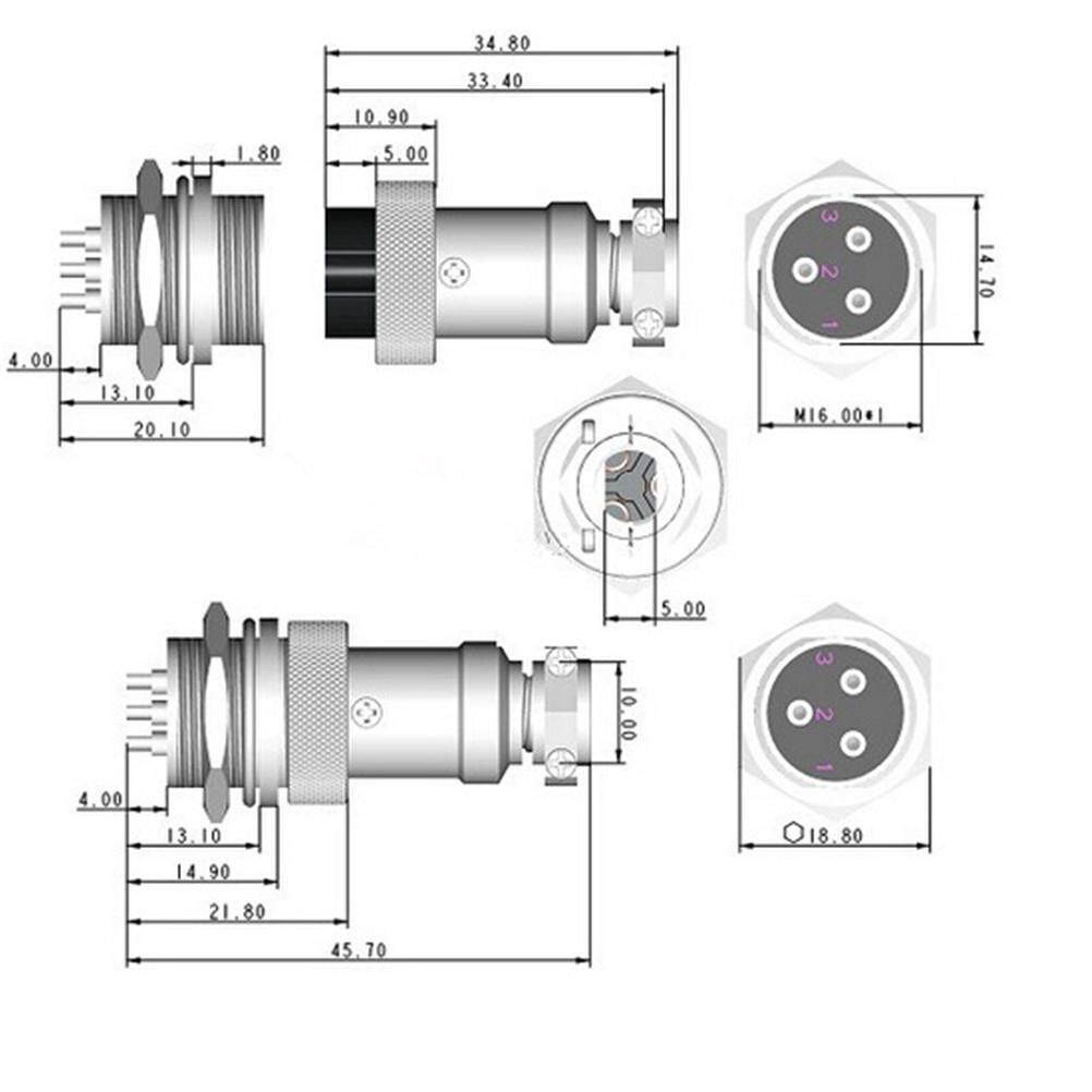 [Đơn tối thiểu 30k] Bộ đầu nối đực cái GX16, Đầu Cắm Đực &amp; Đầu Cắm Cái 2-6 pin.