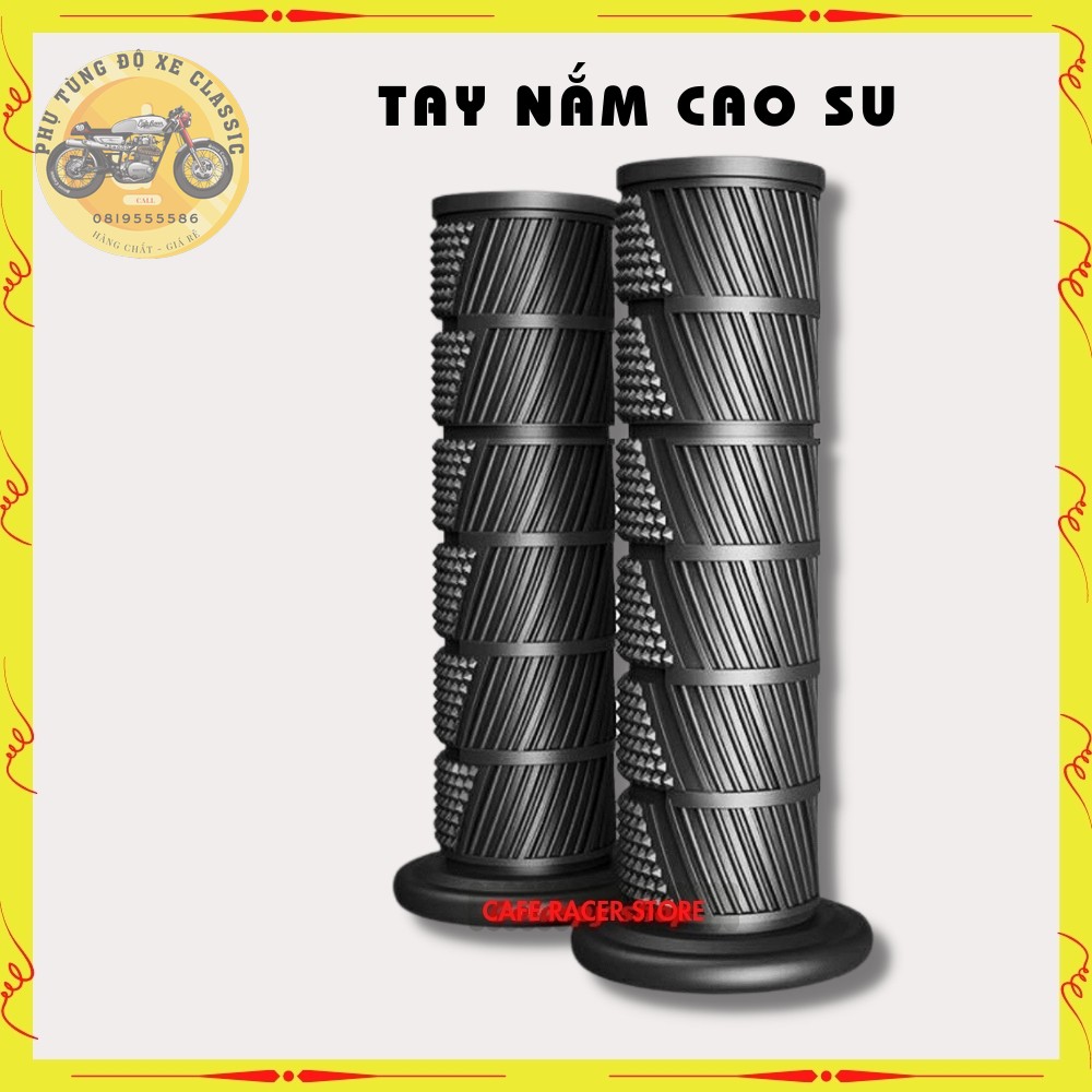 Tay nắm xe máy bao tay cao su cho dòng xe classic cổ điển giúp êm tay chống trơn, phu hợp mọi loại xe