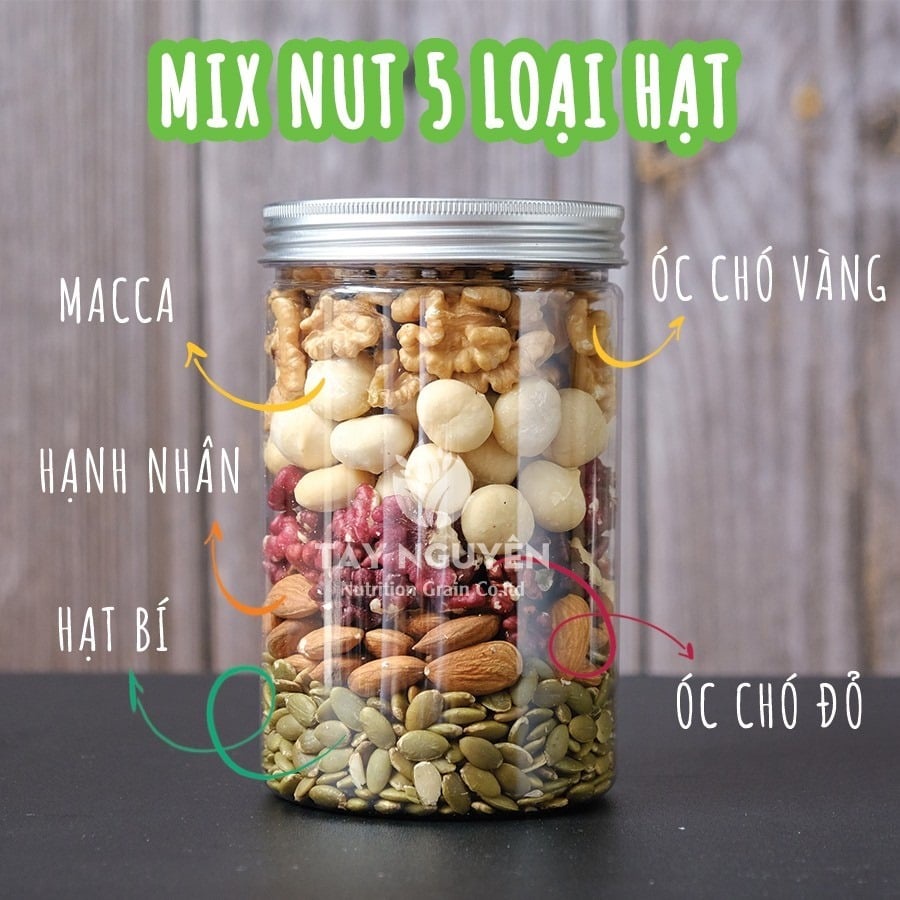 Combo tiết kiệm gồm hạt mix dinh dưỡng 5 hạt và mix raisins TANU NUTS ăn vặt mẹ bầu