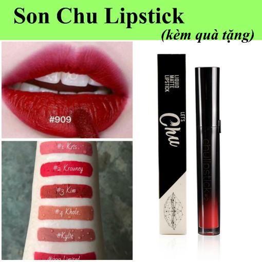 Son Chu Lipstick kèm son dưỡng, túi và giấy