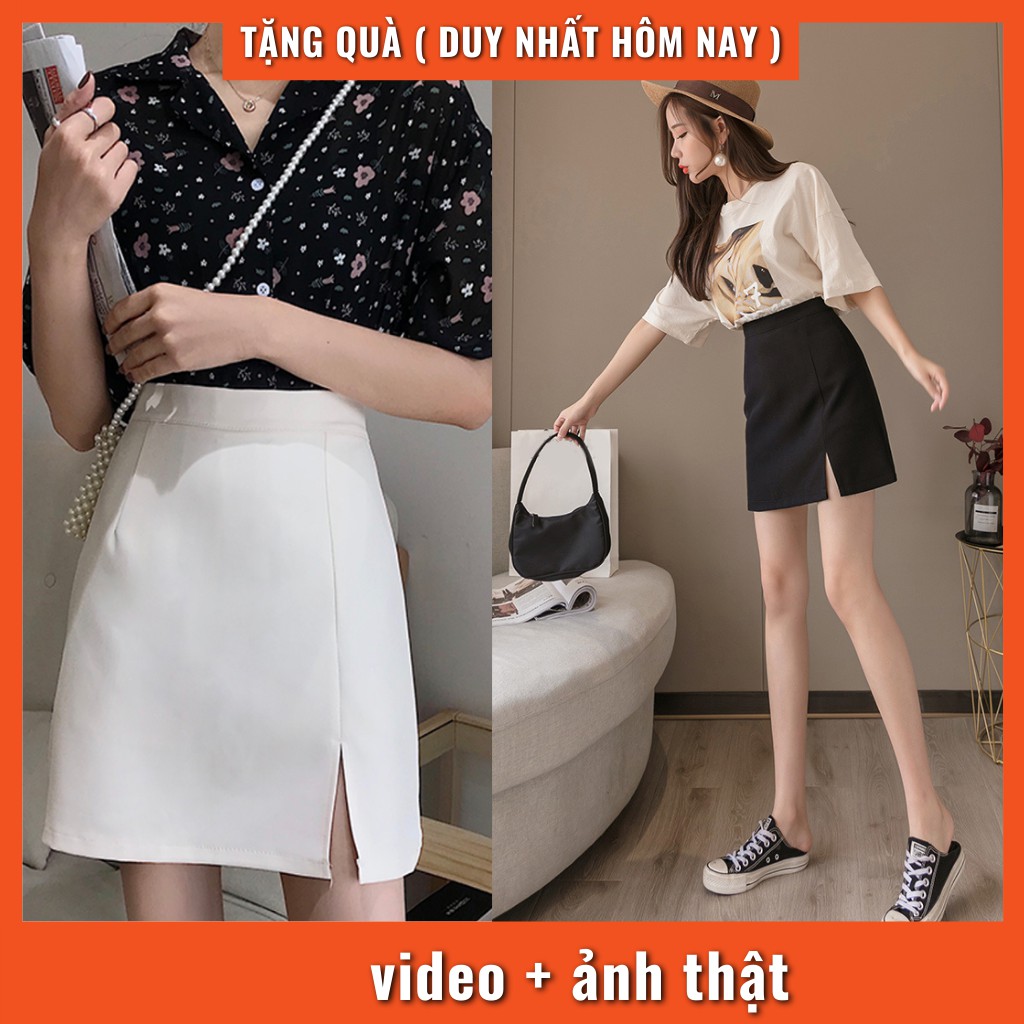 Chân Váy Chữ A Ngắn Công Sở Xẻ Tà Có Quần Trong Chống Lộ Thun Shop