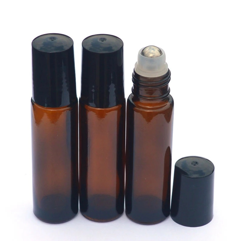 Chai lăn bằng thủy tinh màu hổ phách đựng nước hoa/tinh dầu dung tích 10ml