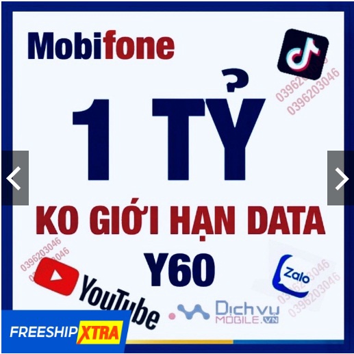 Sim Max Băng Thông Sim Y60 KO GIỚI HẠN DATA - MAX DATA DUNG LƯỢNG KHỦNG 60K 1 Tháng