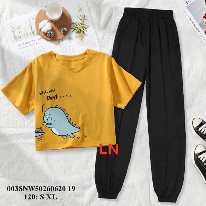Sét áo croptop WU WU DON + quần bom TH6