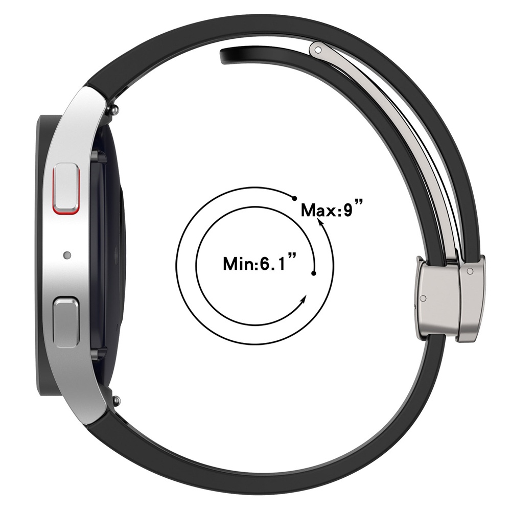 Dây Đeo Đồng Hồ Bằng Silicone Mềm Khóa Kim Loại Bạc Cho Samsung Galaxy Watch 4 4Classic 5 5Pro