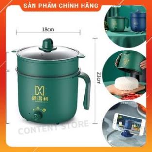 Nồi Lẩu Mini, Ca Nấu Mì Cầm Tay, Nấu Cơm Đa Năng Có Tay Cầm 1,8L