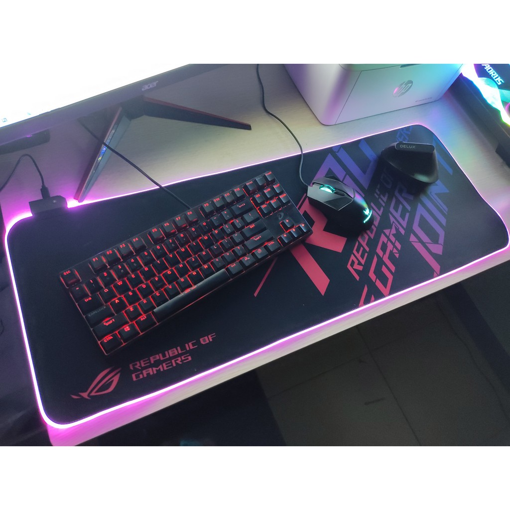 Mouse Pad, Bàn Di Chuột Lót Di Chuột Led RGB ROG Sáng Viền