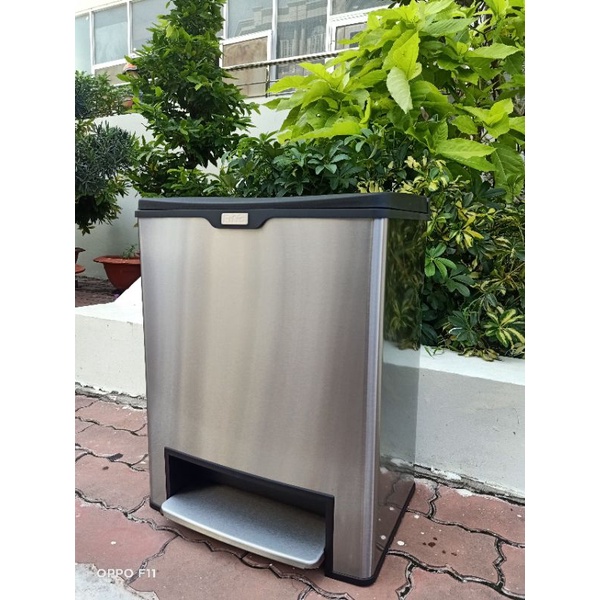 Thùng rác Fitis INOX Mega 26L vuông đạp (1-2 ngăn)