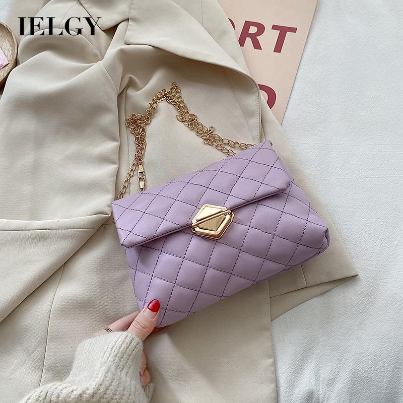 Túi đeo chéo họa tiết sọc thoi có khóa gài dùng đựng điện thoại thời trang cho nữ IELGY