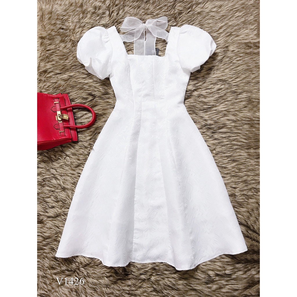 Váy xòe trắng cổ chữ U V1426 - Đẹp Shop DVC (Kèm ảnh thật trải sàn do shop tự chụp) | BigBuy360 - bigbuy360.vn