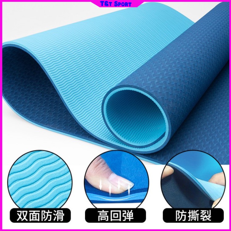 Thảm Yoga Chống Trượt 6Mm 2 Lớp Bằng Cao Su Non Cao Cấp Thảm Tập Thể Dục Gym Tpe Gấp Gọn Siêu Dày Êm Du Lịch Tự Nhiên rẻ