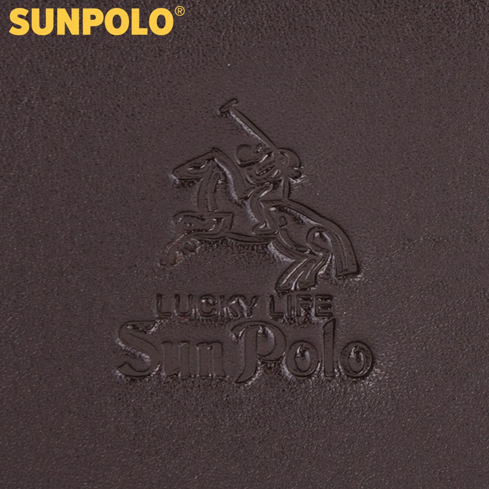 Bóp Ví Nam Da Bò SUNPOLO Đen Nâu - WS01DN