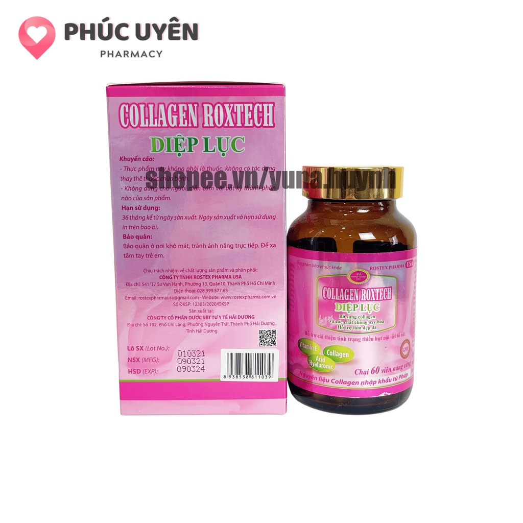 Viên uống đẹp da Collagen Diệp Lục bổ sung vitamine, biotin, hỗ trợ làm trắng da, chống lão hoá - Hộp 60 viên [HOT]