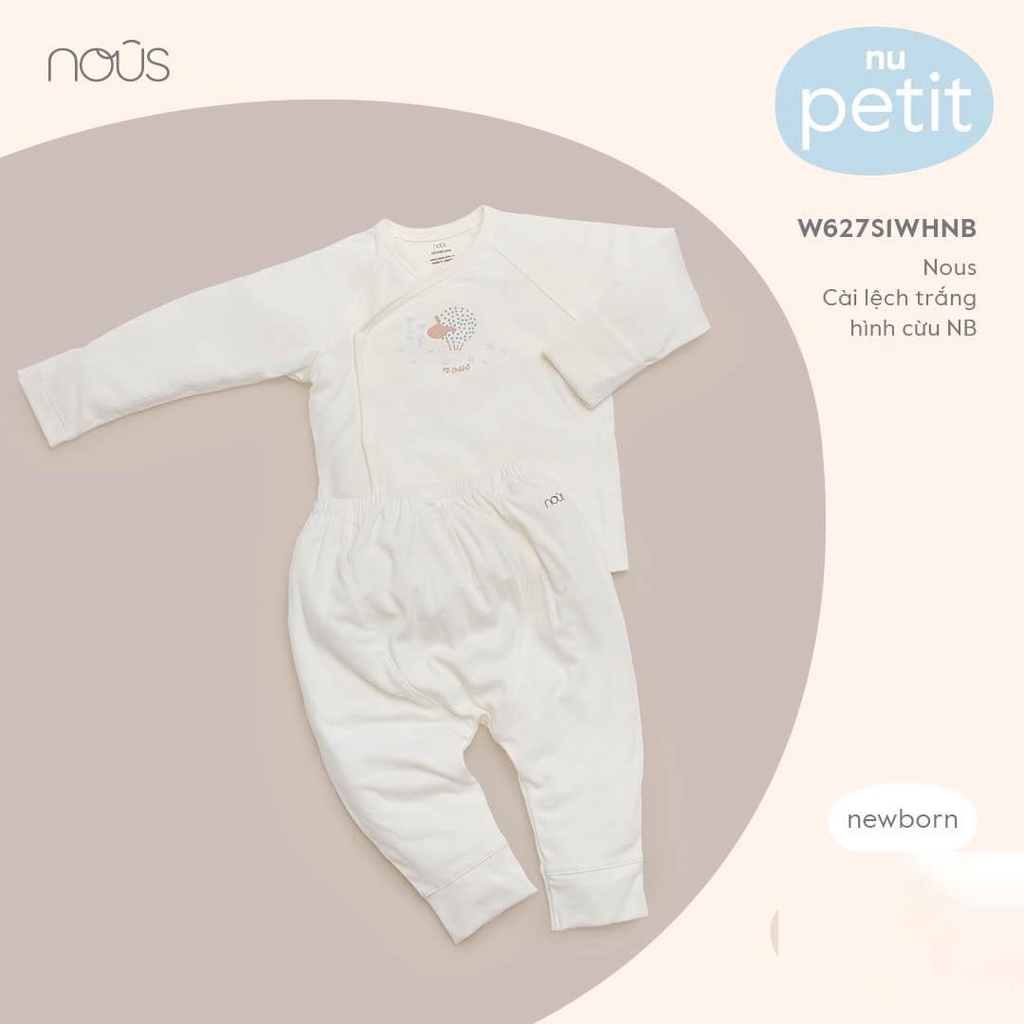 Bộ Quần Áo Sơ Sinh Cài Lệch Newborn Nous Petit Cho Bé Từ 3kg-5.5kg, Cotton Cao Cấp Mềm Mịn An Toàn Cho Bé Sơ Sinh